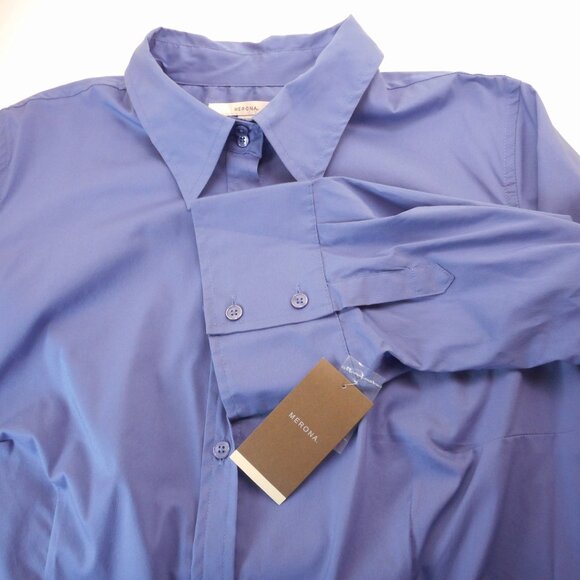 NWT Merona Womens Plus Size 18W Button-up Shirt Muted Blue Office Career Top - Picture 9 of 10